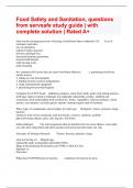 Food Safety and Sanitation, questions from servsafe study guide | with complete solution | Rated A+