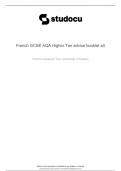 French GCSE AQA Higher Tier advice booklet a4