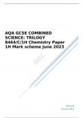 AQA GCSE COMBINED SCIENCE TRILOGY Chemistry Paper 1H Mark scheme June 2023