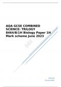 AQA GCSE COMBINED SCIENCE TRILOGY Biology Paper 1H Mark scheme June 2023