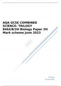 AQA GCSE COMBINED SCIENCE TRILOGY Biology Paper 2H Mark scheme June 2023