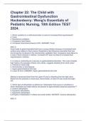 Chapter 22: The Child with Gastrointestinal Dysfunction Hockenberry: Wong's Essentials of Pediatric Nursing, 10th Edition TEST 2024.