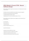 WGU Master's Course C706 - Secure Software Design 242 Questions with 100% Correct Answers | Updated | Guaranteed A+|73 Pages