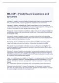HACCP - (Final) Exam Questions and Answers