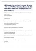 623 Adult - Hematology/Immune System - AG And FNP Certification Exam 4th Ed. Winland-Brown And Dunphy Questions And Answers