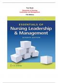 Essentials of Nursing Leadership and Management 7th Edition Test Bank By Sally A. Weiss, Ruth M. Tappen, Karen Grimley| All Chapters, Latest - 2024|