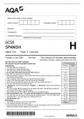 GCSE AQA June 2024 Higher Spanish Paper 1 Listening Including Mark Scheme