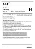 GCSE AQA June 2024 Higher Spanish Paper 1 Listening Transcript