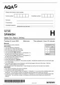 GCSE AQA June 2023 Higher Spanish Paper 4 Writing Including Mark Scheme