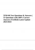 TFM-08 Test Questions With Correct Answers Latest Update 2024 (GRADED)