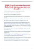 TDLR Texas Cosmetology Laws and  Rules Book| Questions and Answers Graded A+ 