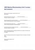UNE Medical Biochemistry Unit 3 review test answers 