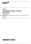 GCSE AQA June 2023 Higher Combined Science: Trilogy Physics Paper 2H Including Mark Scheme