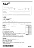 GCSE AQA June 2023 Geography Paper 3 Including Mark Scheme