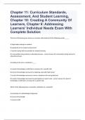 Chapter 11: Curriculum Standards, Assessment, And Student Learning, Chapter 10: Creating A Community Of Learners, Chapter 9: Addressing Learners' Individual Needs Exam With Complete Solution