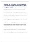 Chapter 14: Collective Bargaining And Labor Relations Assignment Exam With Complete Solution