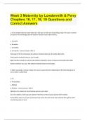 Week 3 Maternity by Lowdermilk & Perry Chapters 16, 17, 18, 19 Questions and Correct Answers.