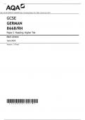 AQA GCSE GERMAN 8668/RH Paper 3 Reading Higher Tier Mark scheme June 2023