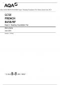 AQA GCSE FRENCH 8658/RF Paper 3 Reading Foundation Tier Mark scheme June 2023