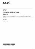 GCSE AQA May 2024 Physical Education Paper 1 Mark Scheme