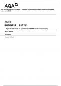 AQA GCSE BUSINESS 8132/1 Paper 1 Influences of operations and HRM on business activity Mark  scheme June 2023