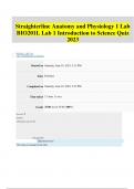 Straighterline Anatomy and Physiology 1 Lab BIO201L Lab 1 Introduction to Science Quiz 2023