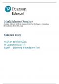 Pearson Edexcel GCSE In Gujarati (1GU0/1F) Paper 1: Listening  (Foundation Tier) MS 2023