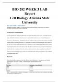 BIO 282 WEEK 3 LAB Report Cell Biology Arizona State University