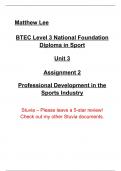 BTEC Sport Level 3 Unit 3 A2 Professional development