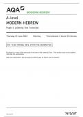 AQA 2023 A-level MODERN HEBREW Paper 3 Listening Test Transcript (7672/3/T)