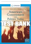 Test Bank For American Government and Politics Today: The Essentials, Enhanced - 19th - 2020 All Chapters - 9781337799782