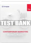 Test Bank For Contemporary Marketing - 19th - 2022 All Chapters - 9780357461709