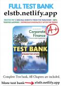 TEST BANK for Corporate Finance-Core Principles and Applications 6th Edition by Ross Stephen. ISBN 9781260726305.