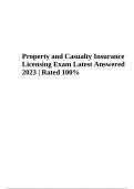 Property and Casualty Insurance Licensing Exam Questions and Answers Latest 2024 (GRADED)