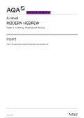 AQA 2023 A-level MODERN HEBREW Paper 3 Reading and Writing Insert (7672/3)