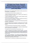 TN State Law Exam- Funeral Directing|2023/2024|7 Pages|Questions with Detailed Answers|100% Pass Rate