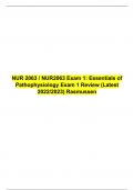 NUR 2063 / NUR2063 Exam 1: Essentials of Pathophysiology Exam 1 Review (Latest 2022/2023) Rasmussen