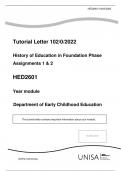 History of Education in Foundation Phase Assignments 1 & 2 HED2601