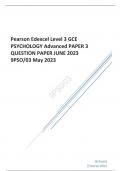 Pearson Edexcel ADVANCED Psychology paper 3 QUESTION PAPER JUNE 2023