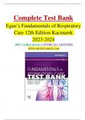 Test bank oegan's fundamentals of respiratory care 12th edition kacmarek Latest update 2023-2024