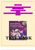 BEST ANSWERS TEST BANK Critical Thinking Clinical Reasoning and  Clinical Judgment: A Practical Approach 7th  Edition by Rosalinda Alfaro-LeFevre 2024/2025 LATEST  UPDATE