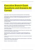 Executive Branch Exam Questions and Answers All Correct