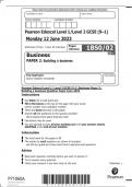 Pearson Edexcel Level 1/ Level 2 GCSE (9-1) Business Paper 2:  Building a business Question Paper June 2023 