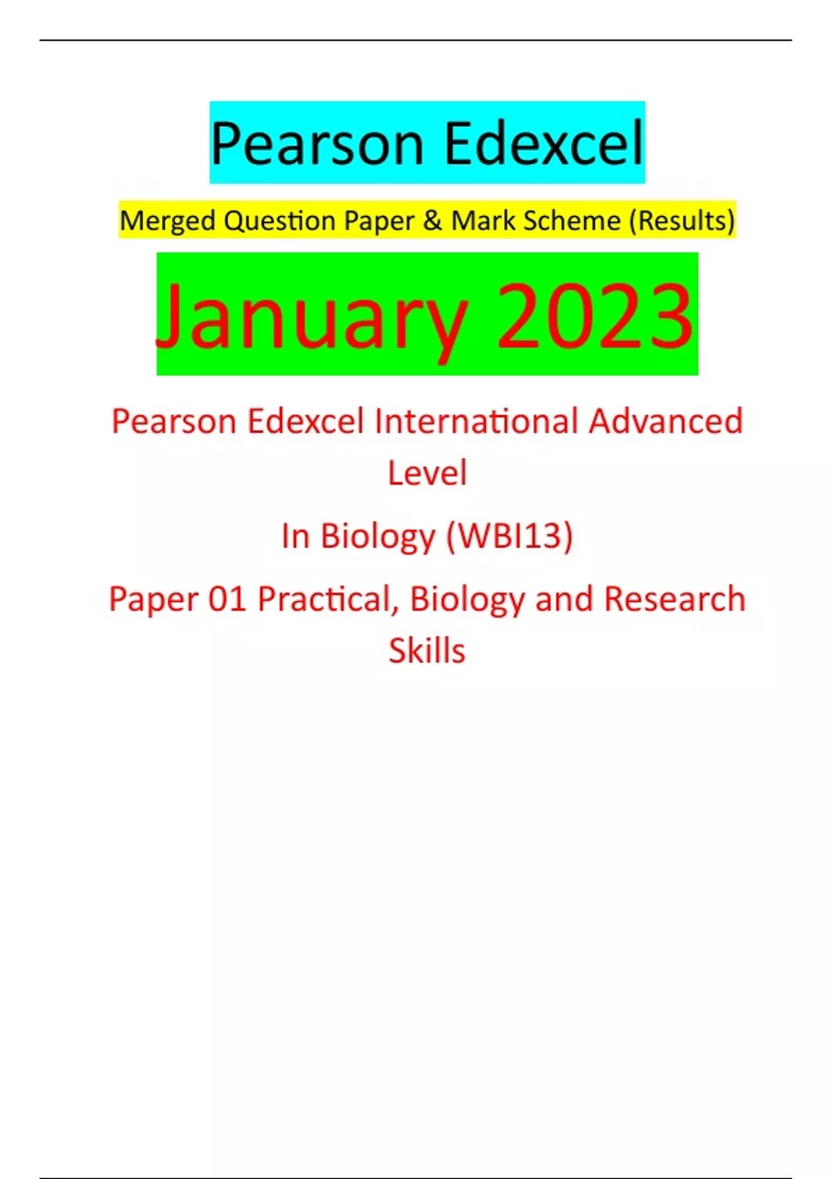 Pearson Edexcel Merged Question Paper & Mark Scheme (Results) January ...