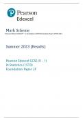 Pearson Edexcel GCSE (9 – 1) In Statistics (1ST0) Foundation Paper 2F MS 2023