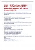 HCCA – CHC Text Exam 2023-2024 HCCA – CHC Final Exam (Master  Flashcards) Questions and Correct  Answers Rated A+