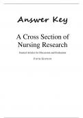 Answer Key For A Cross Section of Nursing Research Journal Articles for Discussion and Evaluation 6th Edition By Roberta Peteva  (All Chapters, 100% Original Verified, A+ Grade)