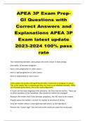 APEA 3P Exam PrepGI Questions with  Correct Answers and Explanations APEA 3P  Exam latest update  2023-2024 100% pass  rate