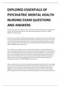 EXPLORED ESSENTIALS OF PSYCHIATRIC MENTAL HEALTH NURSING EXAM QUESTIONS AND ANSWERS 