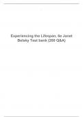 Experiencing the Lifespan, 6e Janet Belsky Test bank (200 Q&A).